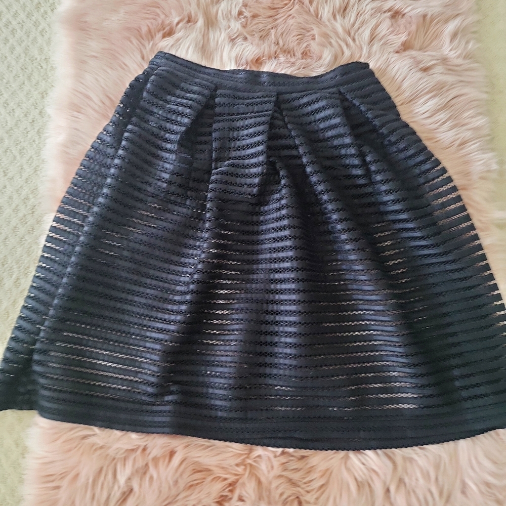 7th Ave Design Studio - New York & Co Black Open Eyelet Overlay Skirt